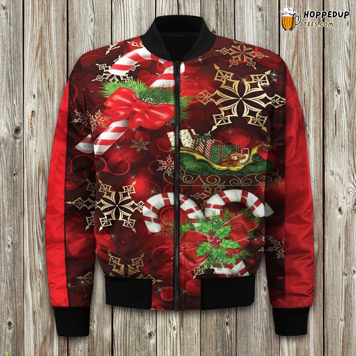 Festive Christmas Theme Winter Bomber Jacket Holiday Celebration Style