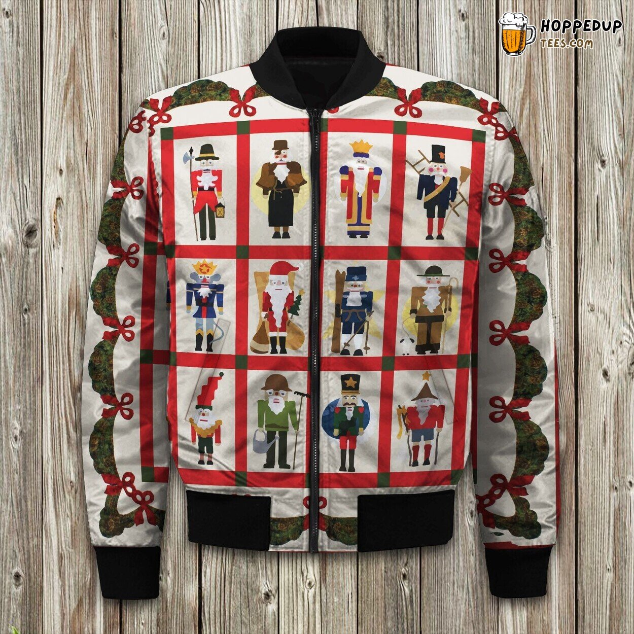 Festive Classic Nutcracker Winter Bomber Jacket Holiday Inspired Design
