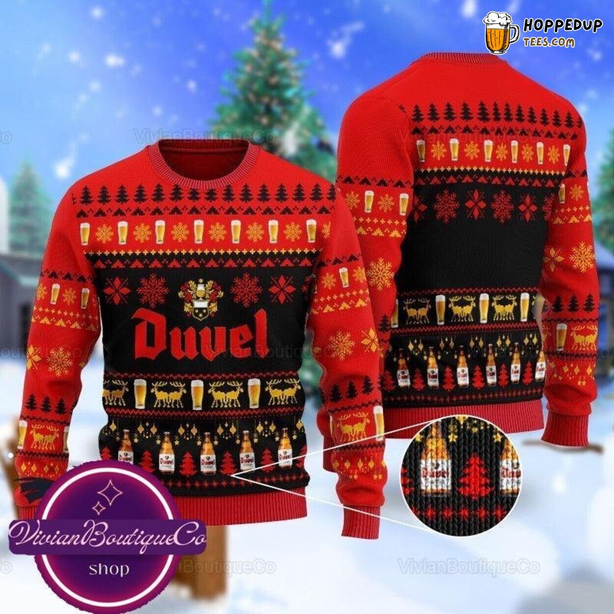 Festive Duvel Beer Ugly Christmas Sweater Perfect for Beer Enthusiast Gift