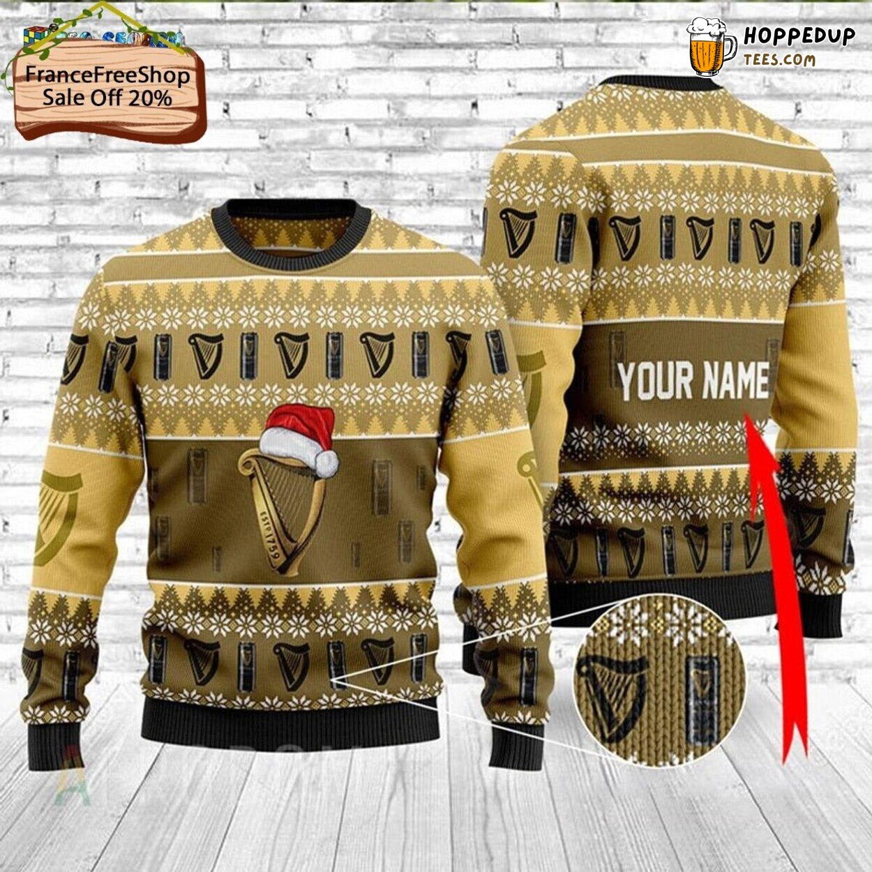 Festive Guinness Ugly Christmas Sweater Women Men Xmas Themed