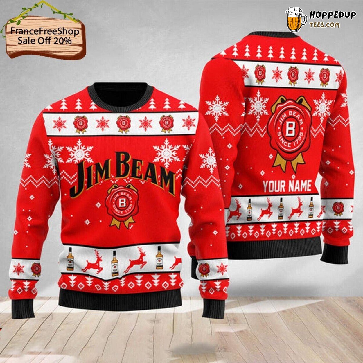 Festive Jim Beam Whiskey Ugly Christmas Sweater Men Unique Design