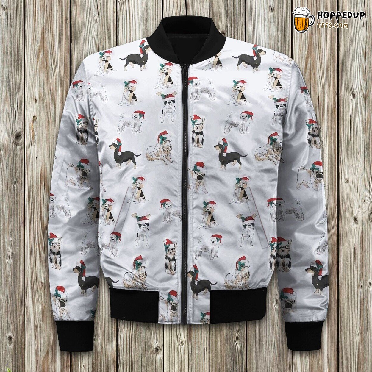 Festive Pooch Christmas Dog Winter Bomber Jacket Holiday Style Design