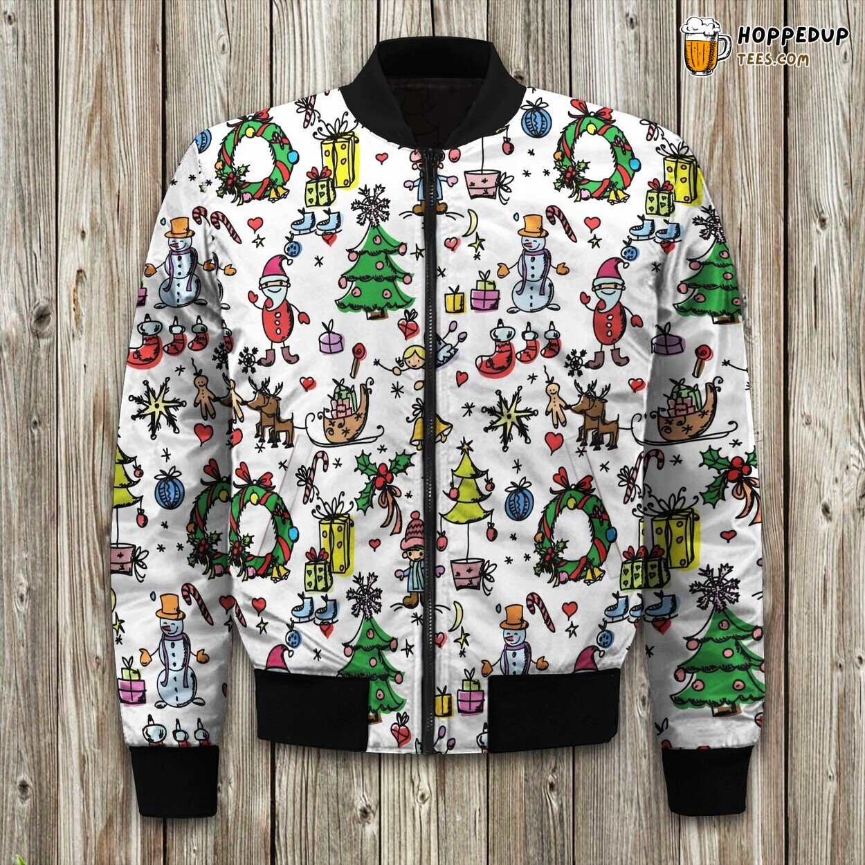 Festive Spirit Christmas Design Winter Bomber Jacket Holiday Celebration