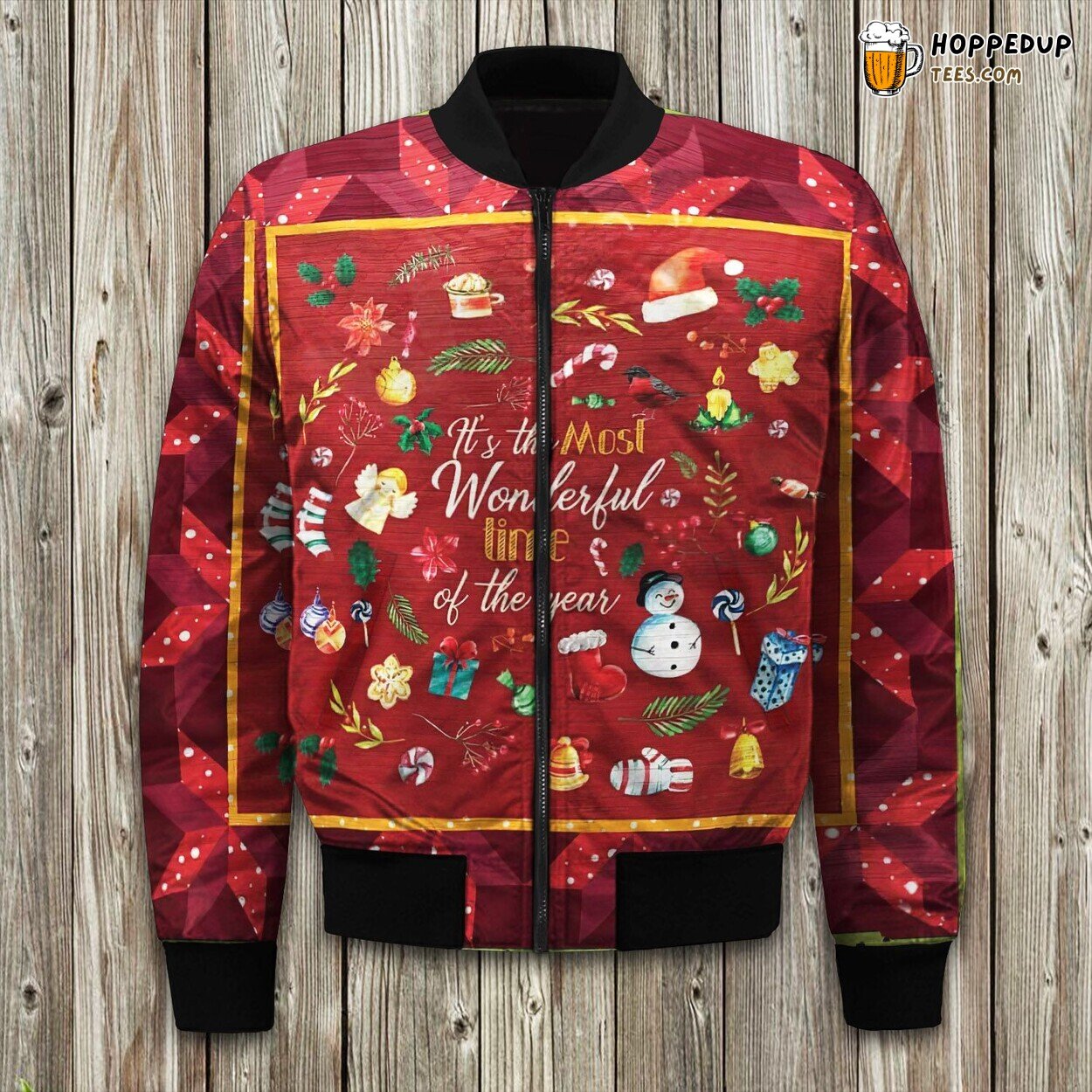 Festive Spirit Christmas Theme Winter Bomber Jacket Holiday Elegance Design