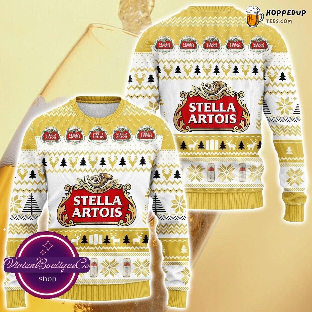 Festive Stella Artois Inspired Christmas Ugly Sweater Unique Holiday Gift
