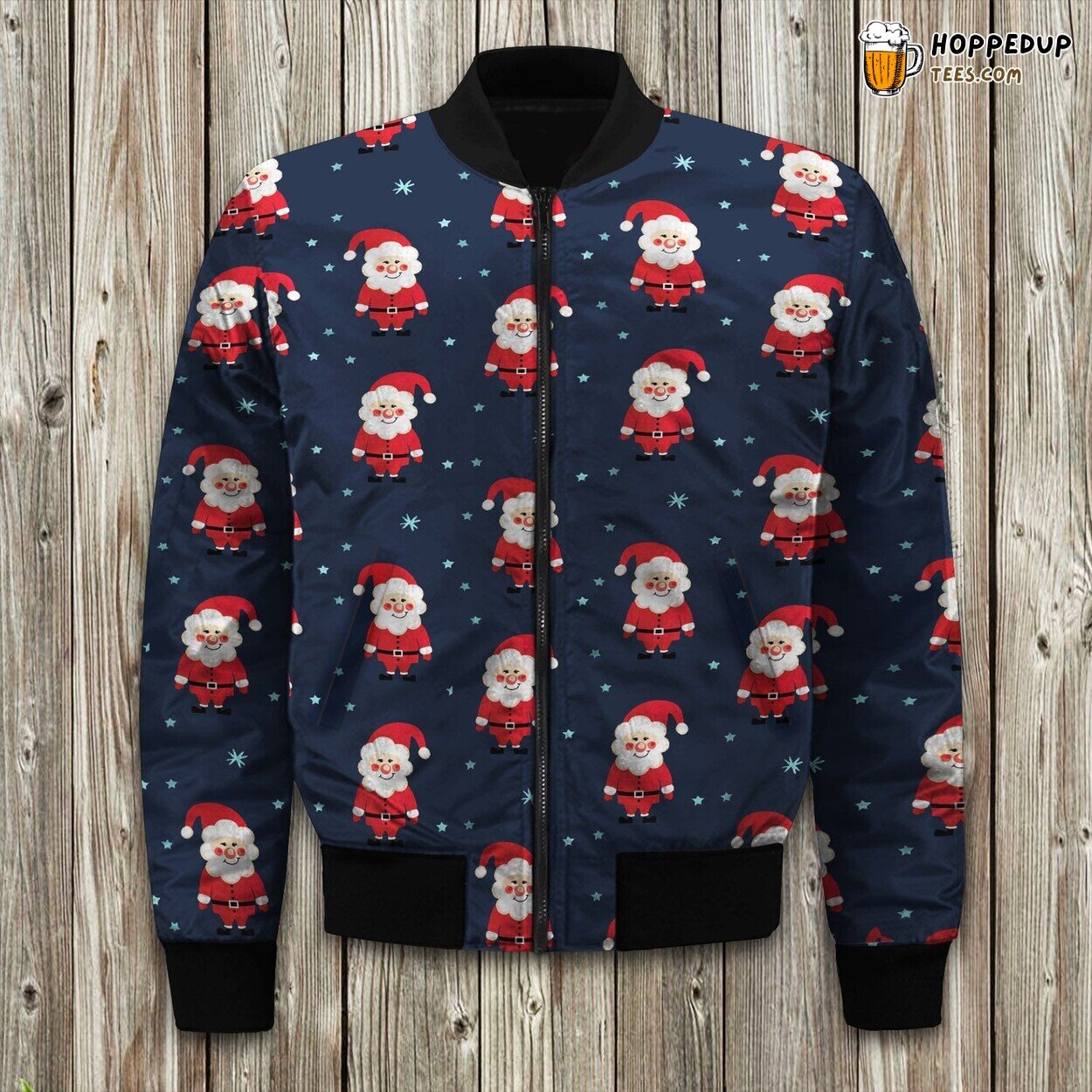 Festive Winter Bomber Jacket Santa Christmas Unique Design Warm Coat