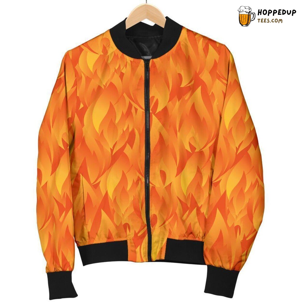 Fierce Blaze of Flames Men’s Bomber Jacket Unique Essence Pattern Display Art
