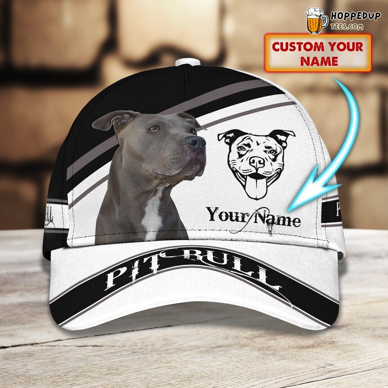 Fierce Pitbull 3D Classic Cap Personalized Unique Name Design