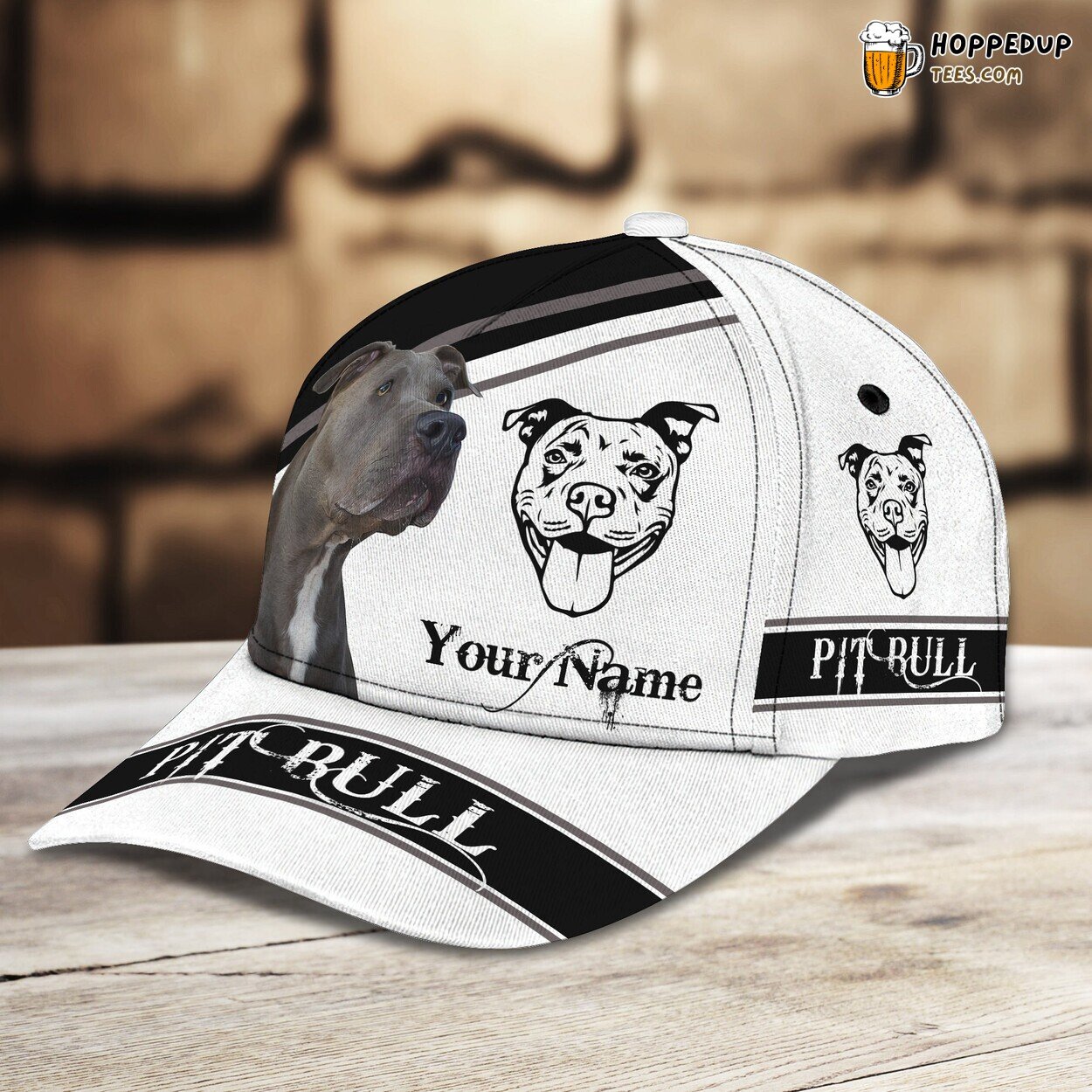 Fierce Pitbull 3D Classic Cap Personalized Unique Name Design