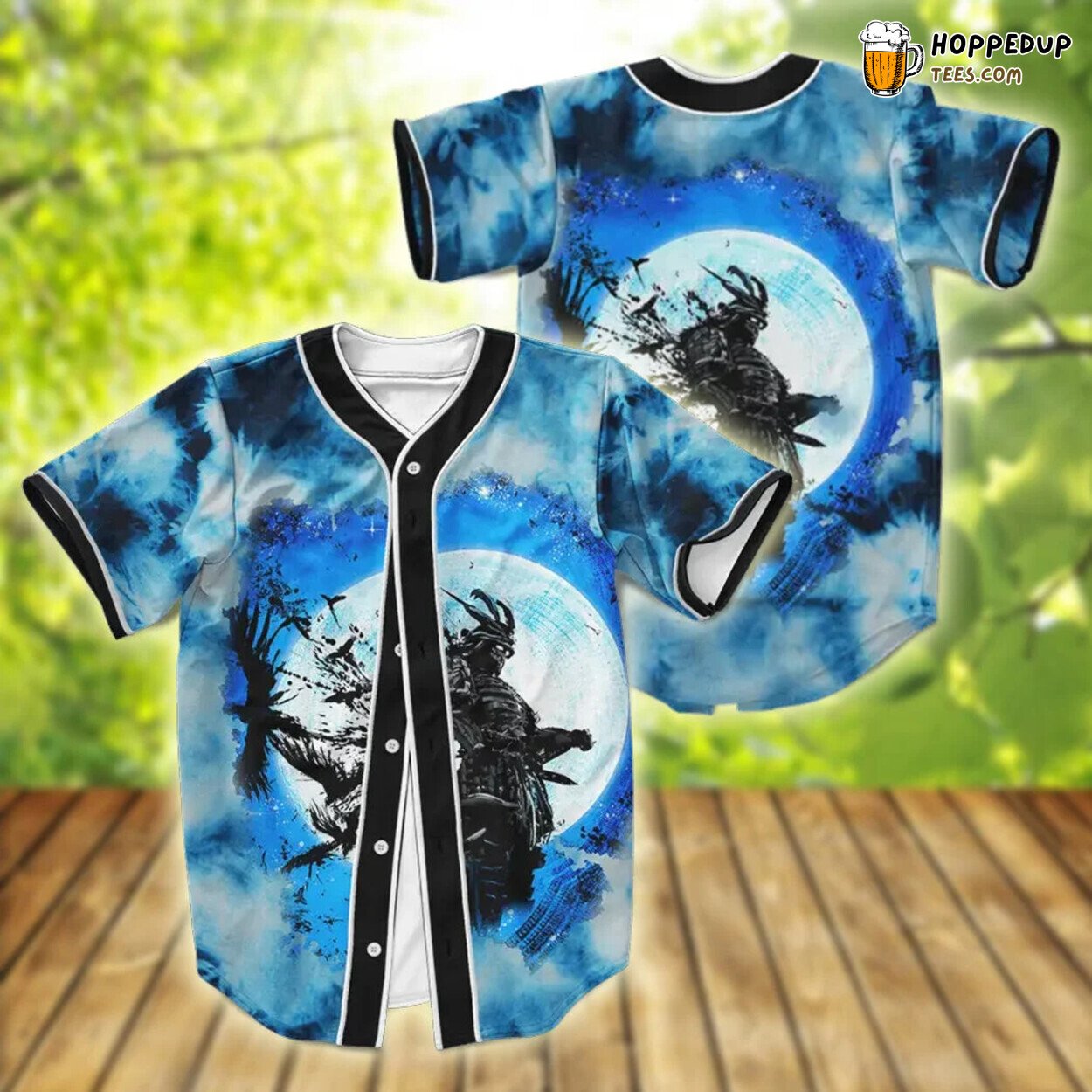 Fierce Samurai Blue and Black Tie Dye Baseball Tee Jersey Shirt Printed 3D Fierce Samurai Blue and Black Tie Dye Baseball Tee Jersey Shirt Printed 3D