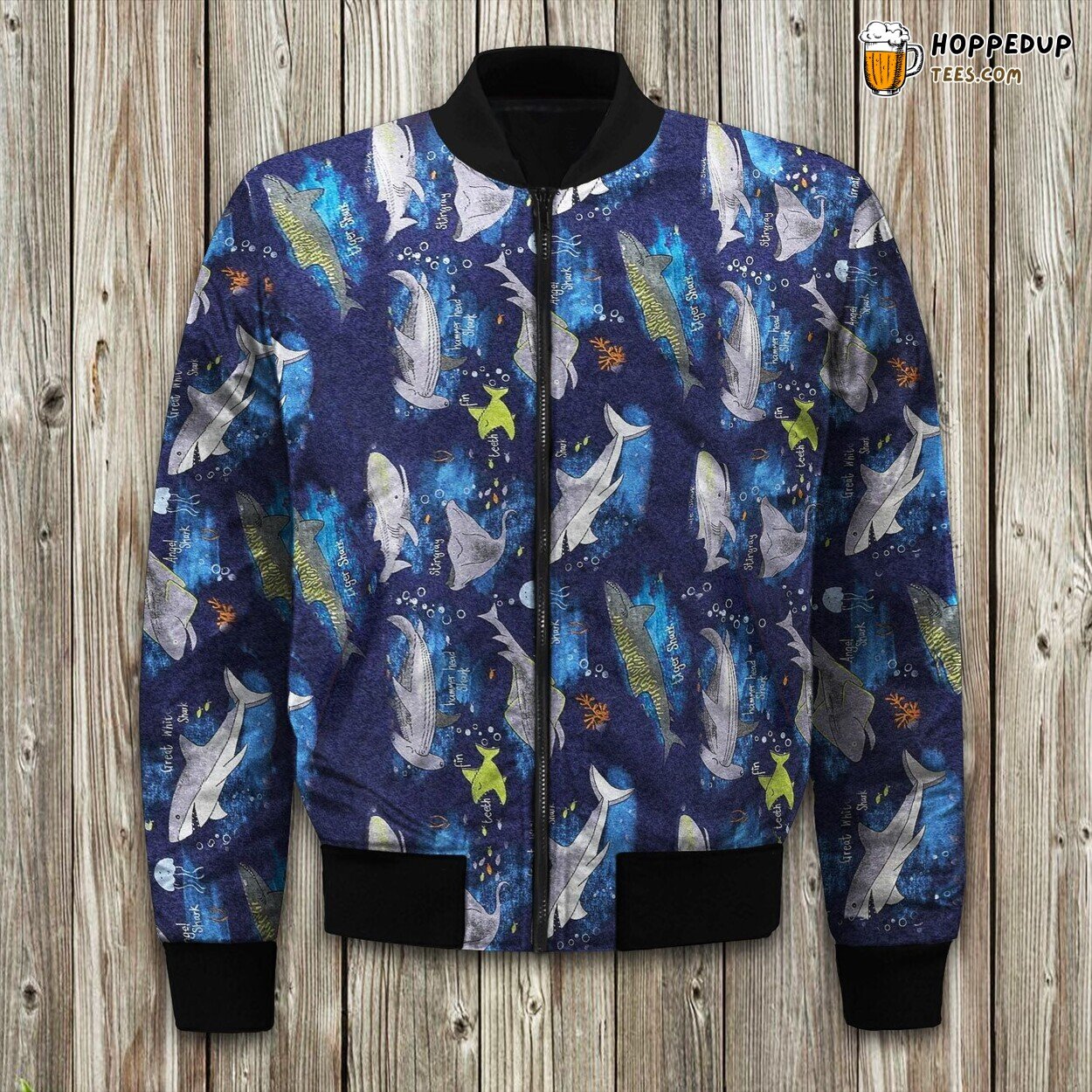 Fierce Shark Oceanic Design Winter Bomber Jacket Marine Predator Fashion