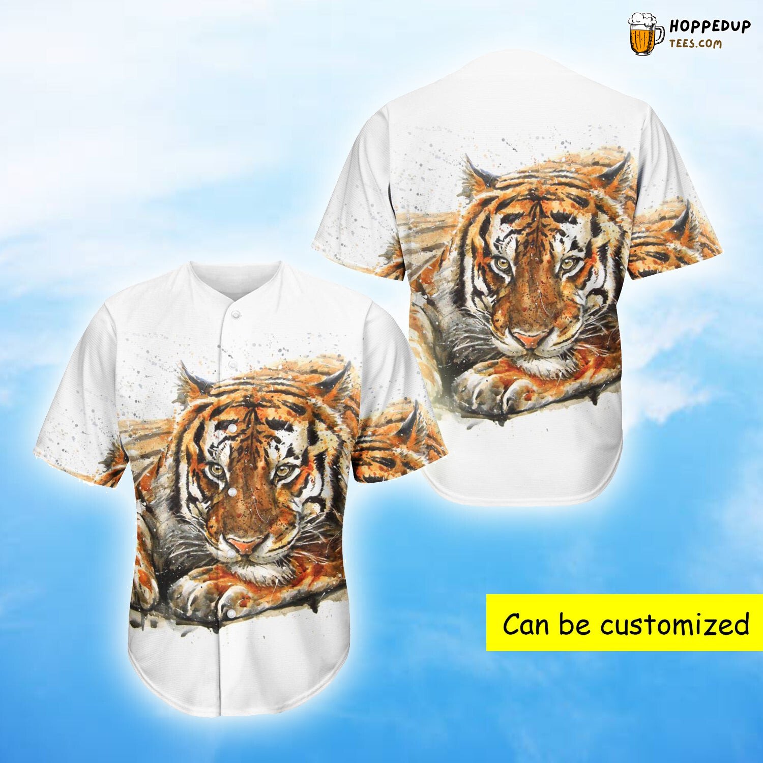 Fierce Watercolor Tiger Art 3D Printed Baseball Jersey Wild Life