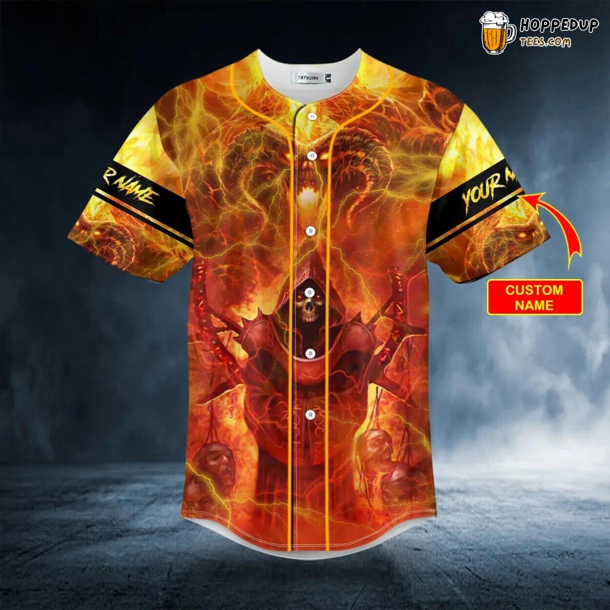 Fiery Grim Reaper Balrog Ambition Baseball Jersey Viking 3D Print Tee