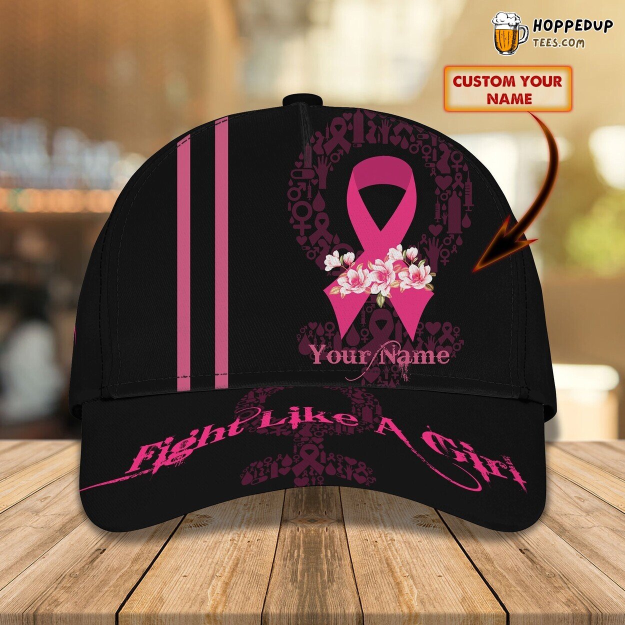 Fight Like A Girl 3D Classic Cap Personalized Name Design Premium Quality