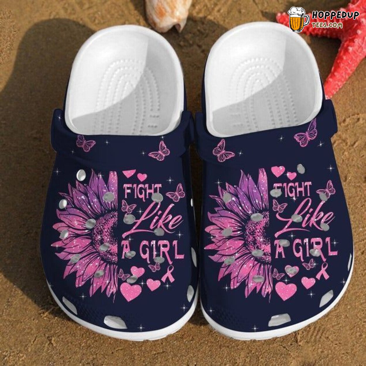 Fight Like A Girl Sunflower Cancer Themed Rubber Clog Shoes Comfy Style