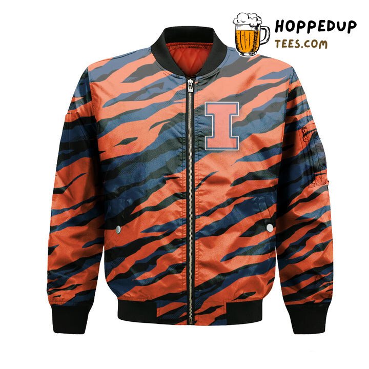 Fighting Illini NCAA Illinois Bomber Jacket in Blue Orange Classic