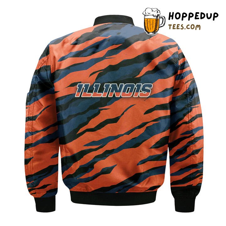 Fighting Illini NCAA Illinois Bomber Jacket in Blue Orange Classic