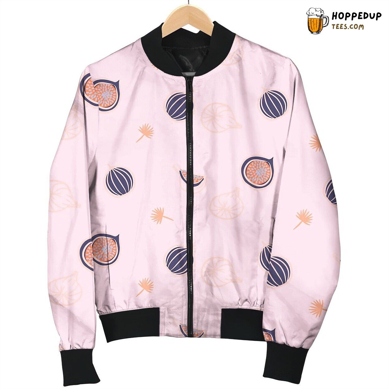 Figs Fruit Hot Pink Seamless Pattern Bomber Jacket