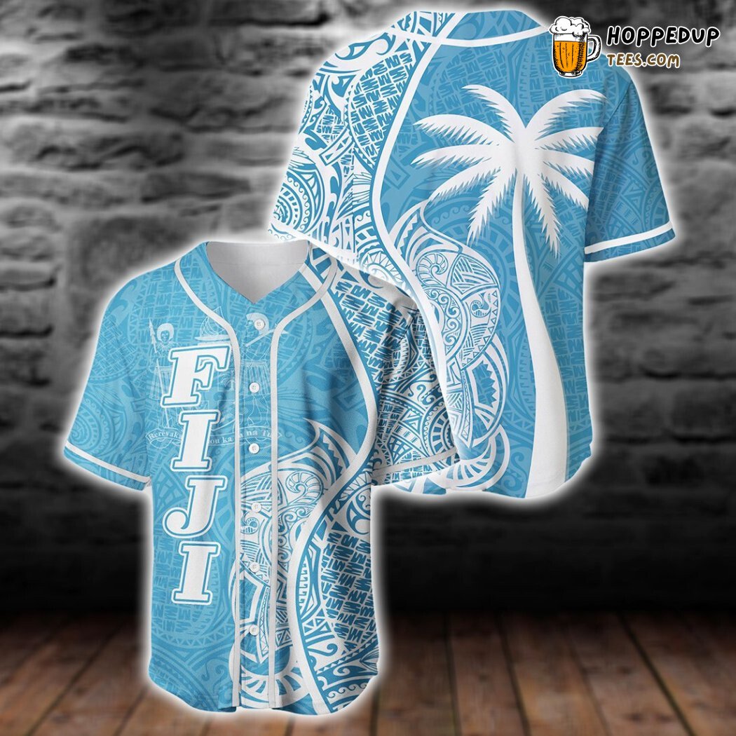 Fiji Polynesian Coconut Palm With Pattern Curvey Baseball Tee Jersey Shirts 3D