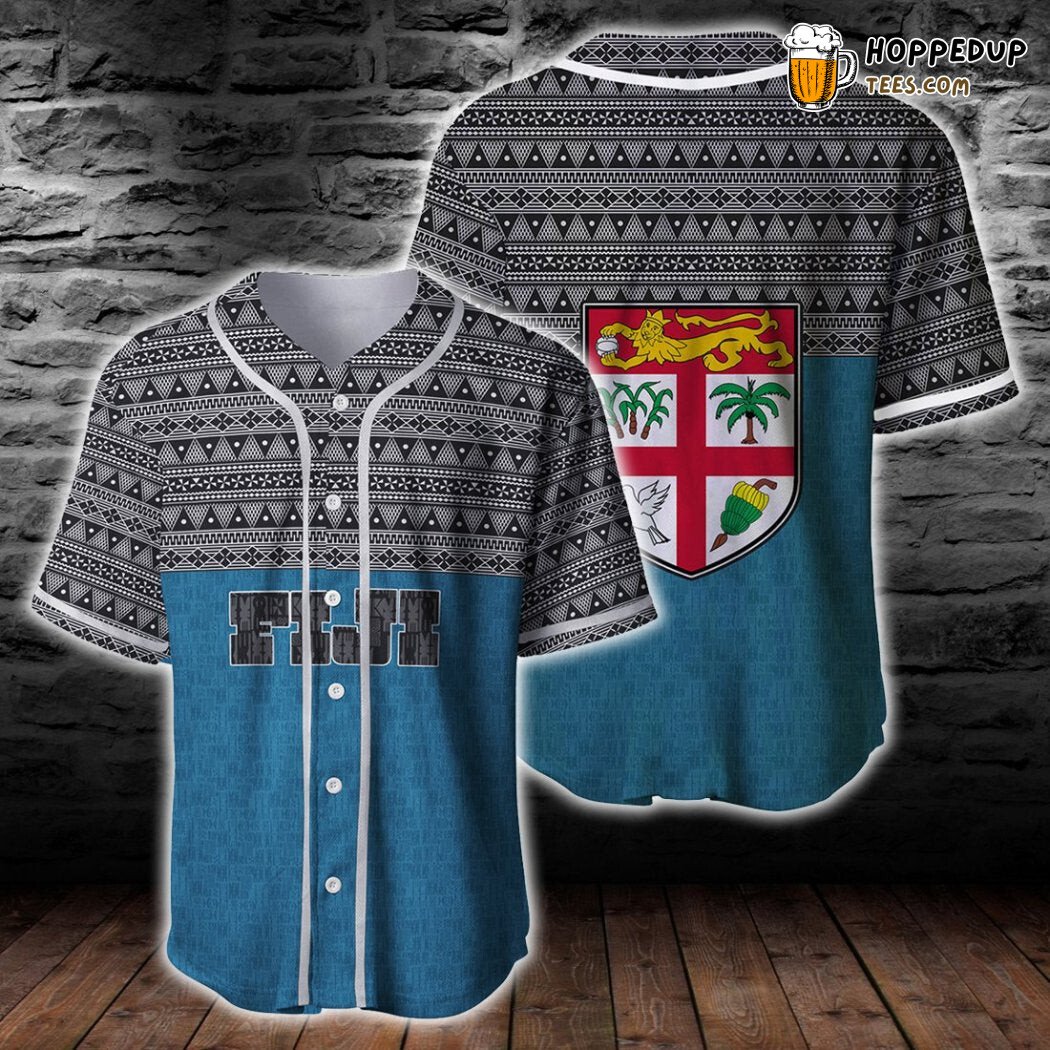Fiji Tapa Flag Cultural Art 3D Printed Baseball Jersey Pacific