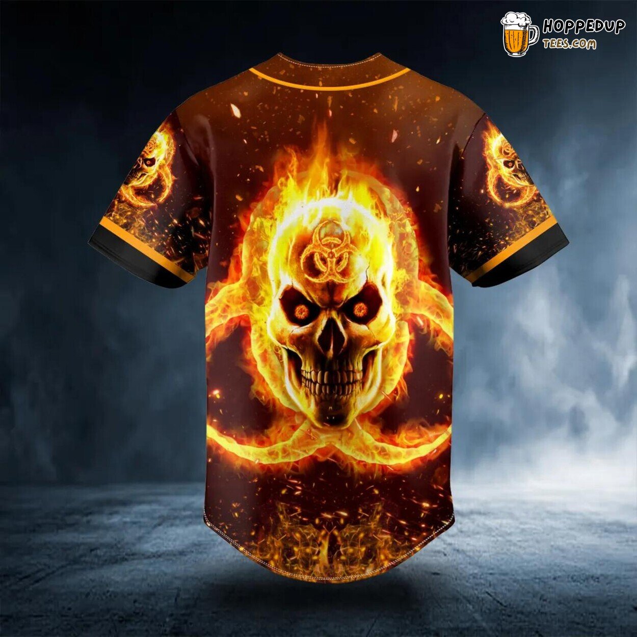 Fire Biohazard Skull Baseball Jersey Viking Graphic Tees 3D Print Unique Look