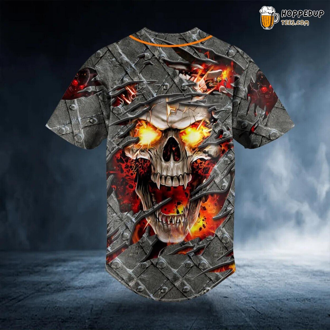 Fire Blast Skull Baseball Jersey Viking Graphic 3D Tees Unique Design Wear
