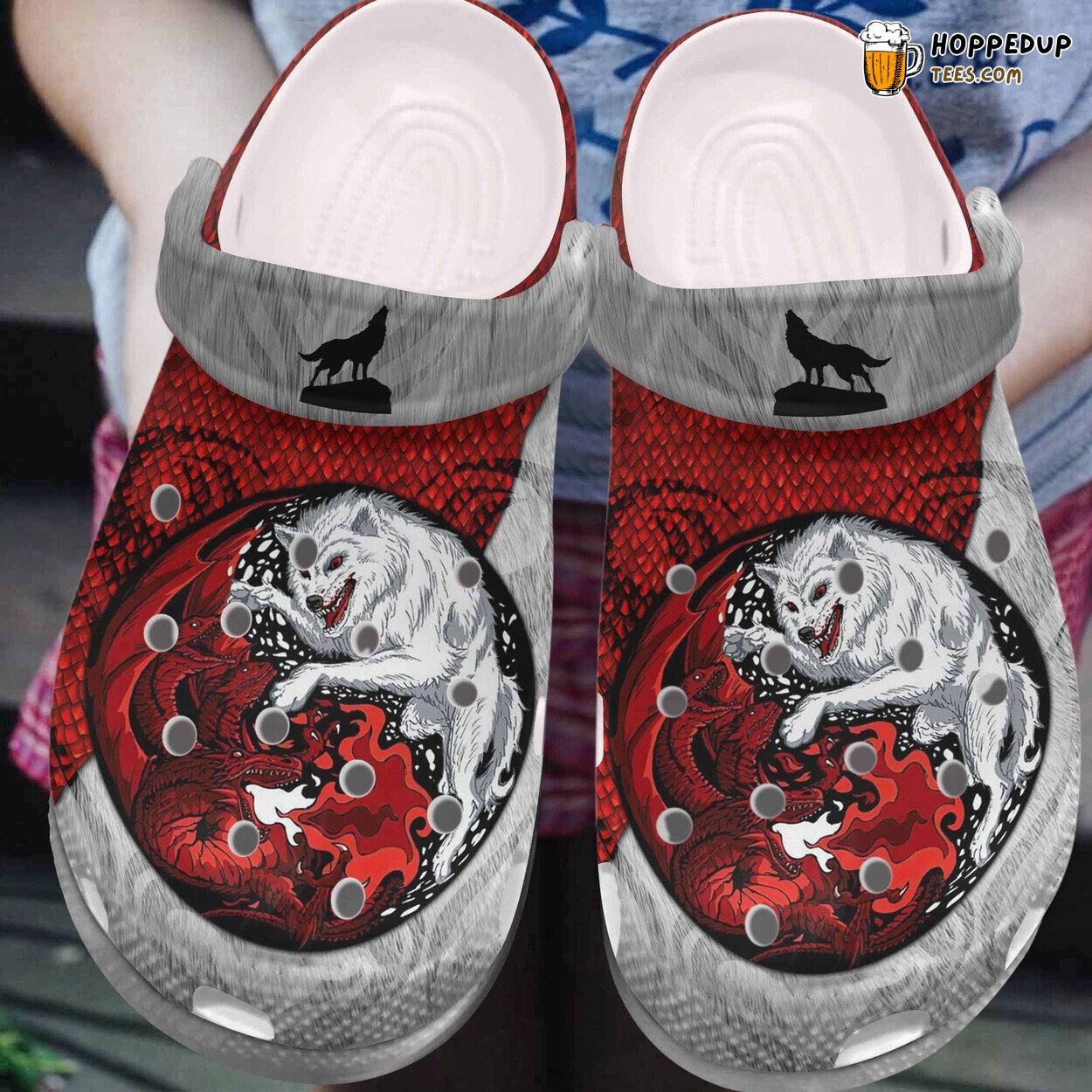 Fire Dragon Diamond Wolf Themed Crocbland Brother Gift Clogs