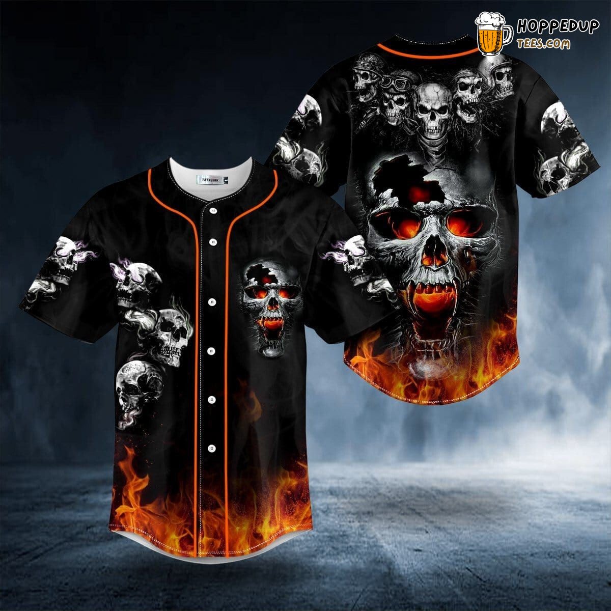 Fire Emblematic Skull Distinctive Design Unique Baseball Jersey Wear