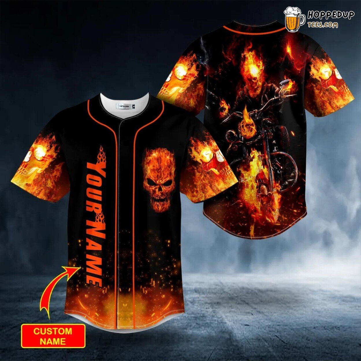 Fire Ghost Racer Skull Baseball Jersey Viking Graphic Tees 3D Print Edition