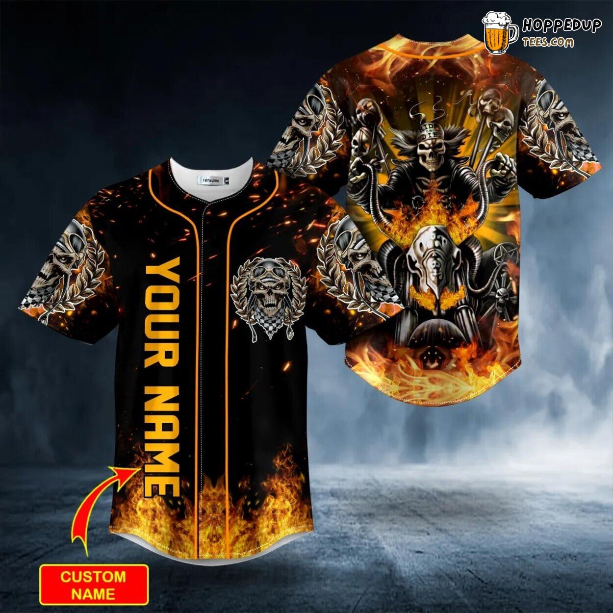 Fire Ghost Rider Skull Unique Tailored Baseball Jersey Design Custom