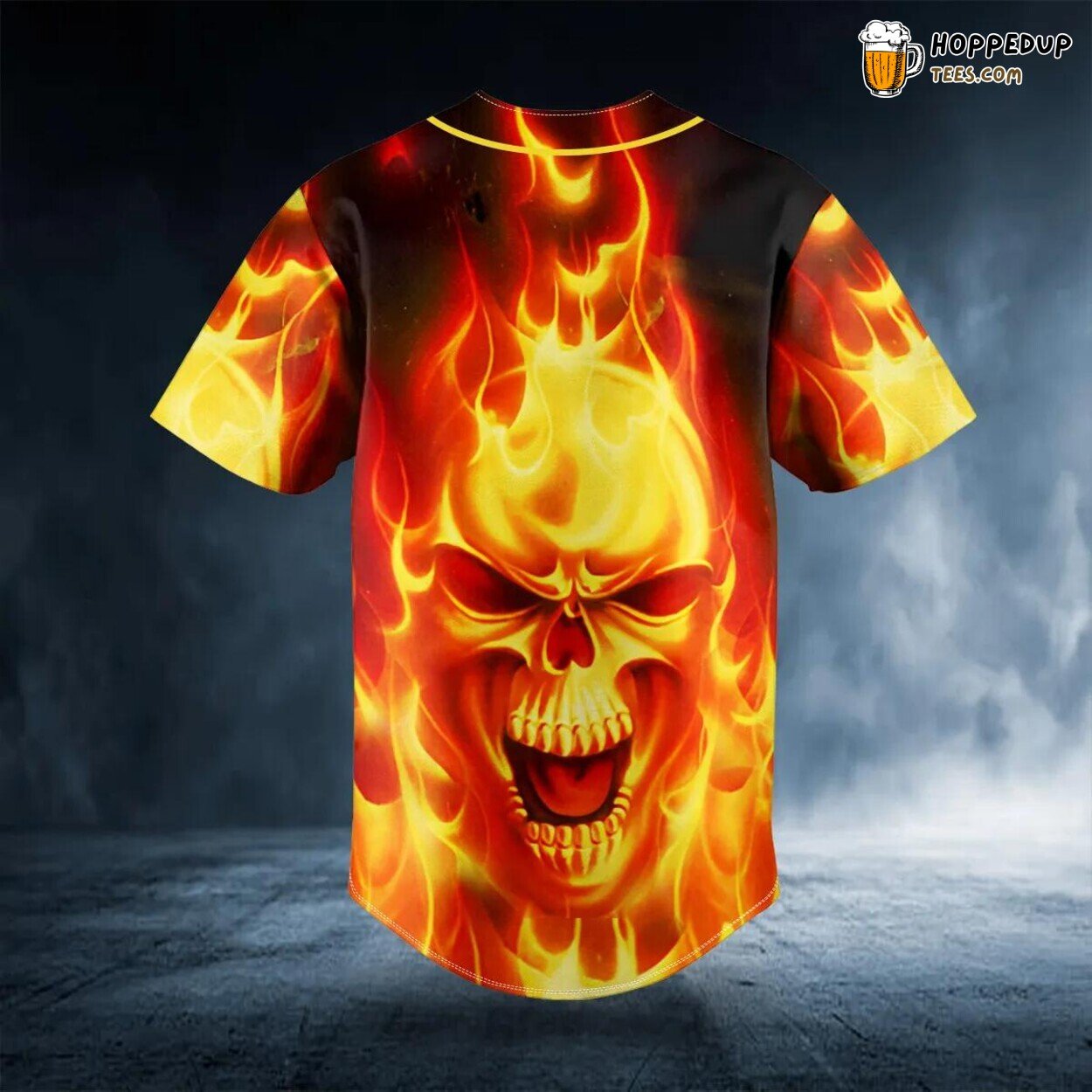 Fire Skull Baseball Jersey Viking 3D Tees Unique Design Wear Graphic Print