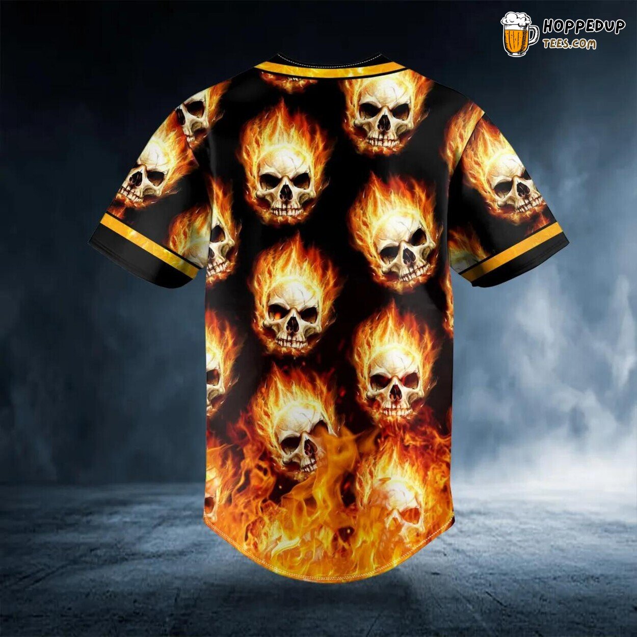 Fire Skull Pile Design Baseball Jersey Graphic Tees 3D Print Special Edition