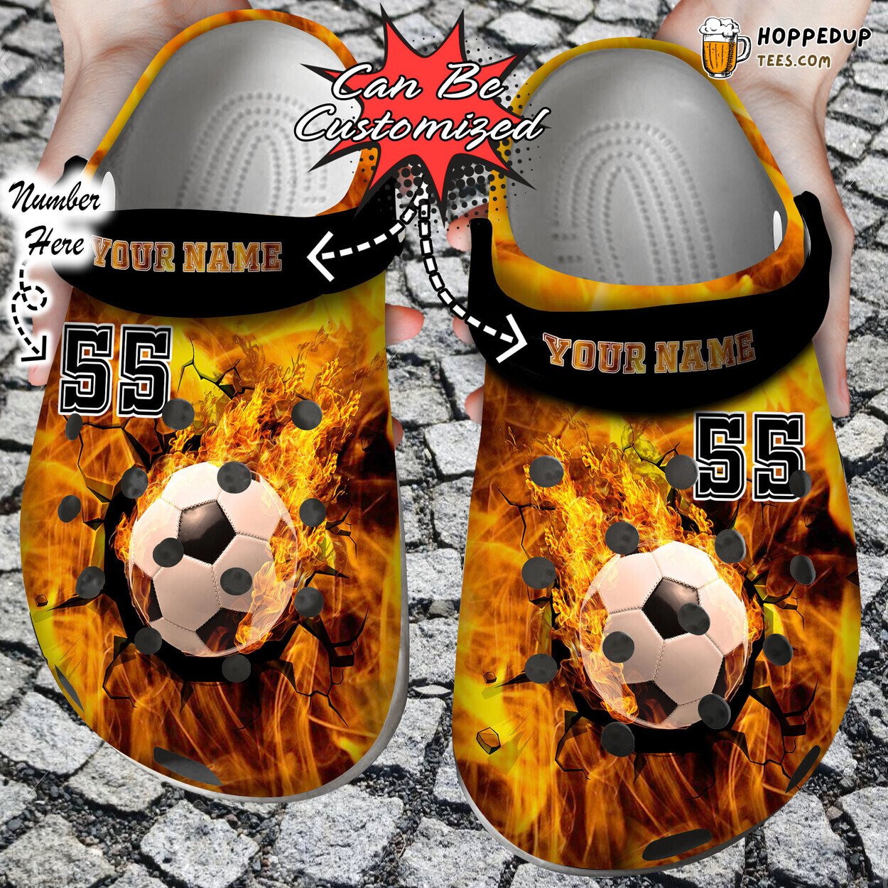 Fire Soccer Crack Ball Overlay Sport Personalized Clog Shoes
