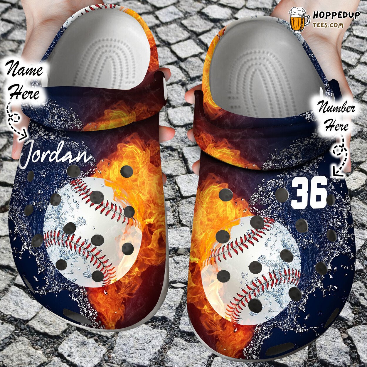 Fire Water Baseball Custom Personalized Unique Theme Clog Shoes