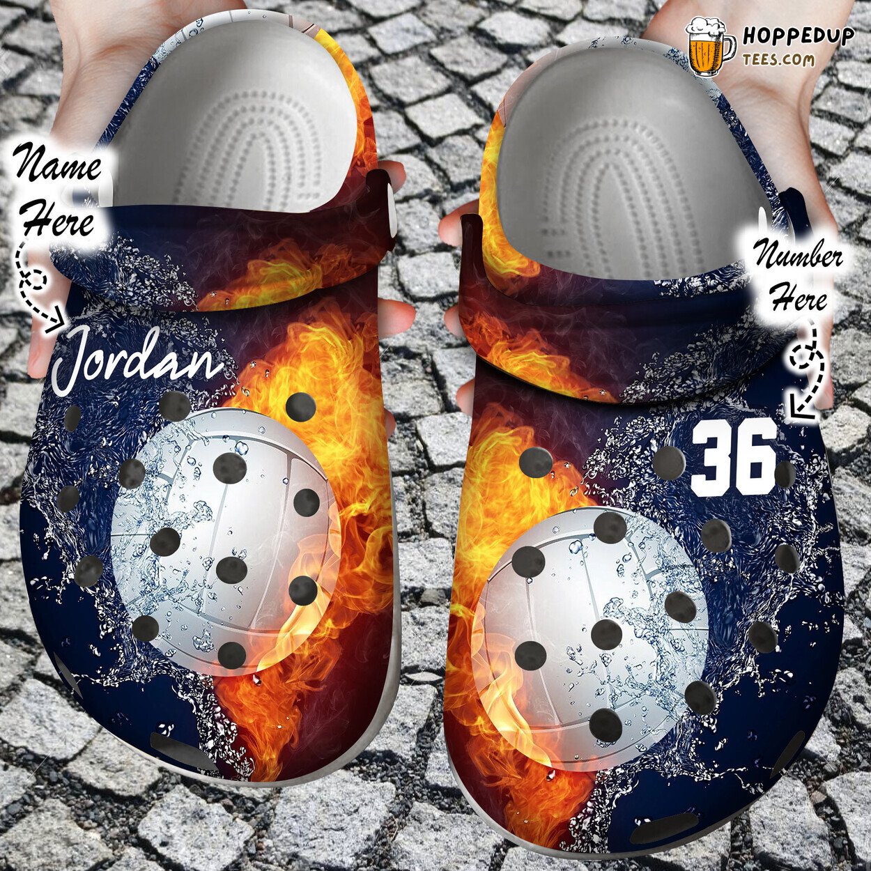 Fire Water Volleyball Custom Personalized Unique Clog Shoes