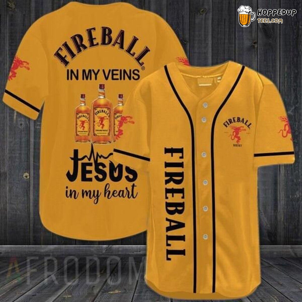 Fireball Cinnamon Whiskey Veins Graphic Baseball Jersey Spicy