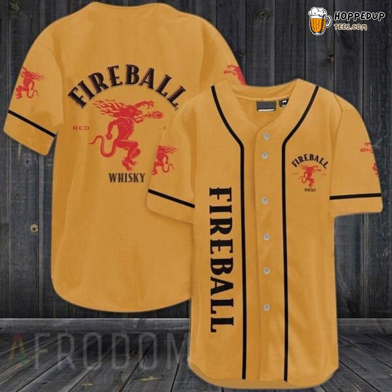 Fireball Cinnamon Whiskey Yellow Bold Baseball Jersey