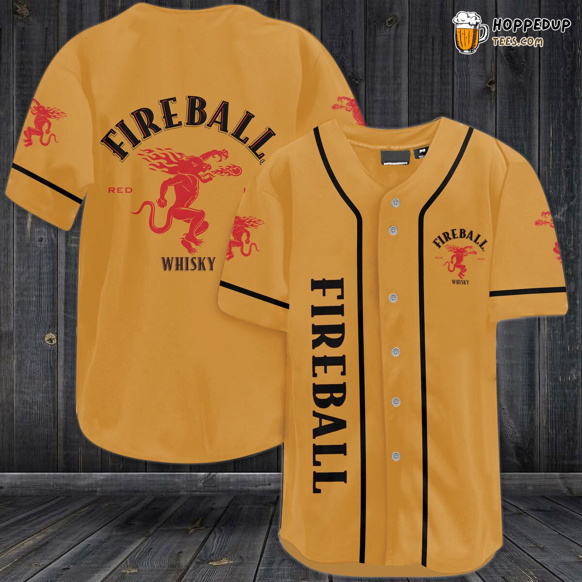 Fireball Red Hot Whiskey Baseball Jersey Yellow Unisex Jersey Shirt