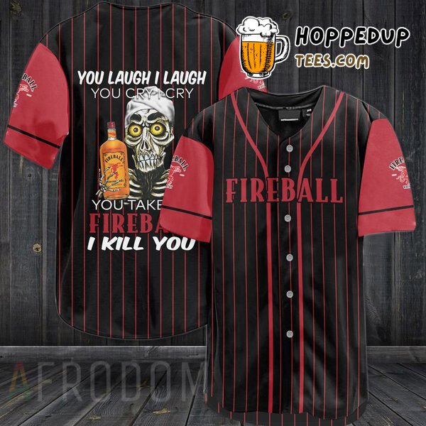 Fireball Whiskey Emblematic Skeleton Skull Unique Baseball Jersey
