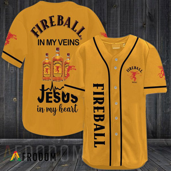 Fireball Whiskey In My Veins Baseball Jersey HU