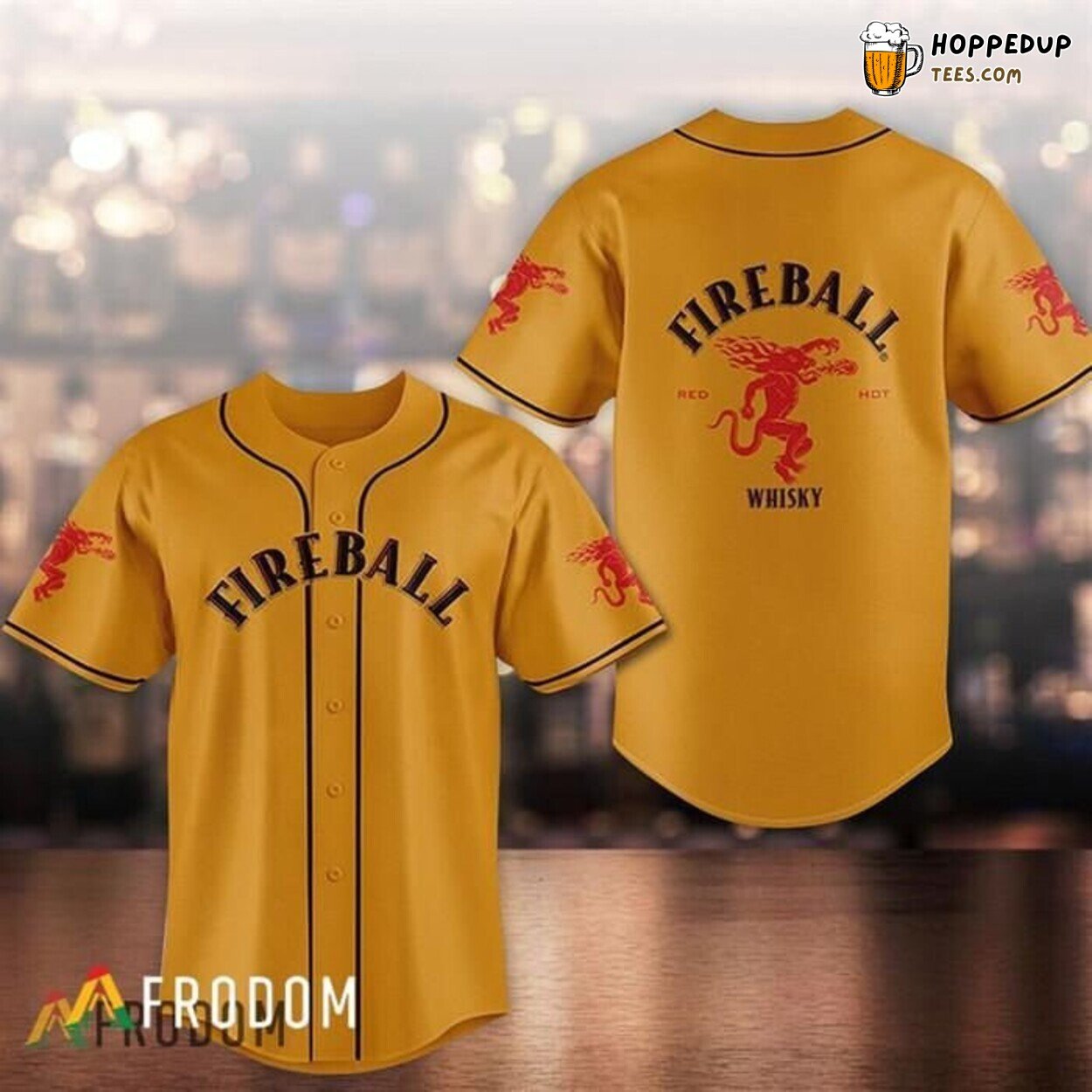 Fireball Whiskey Orange Flame Unisex Baseball Jersey Fiery Design