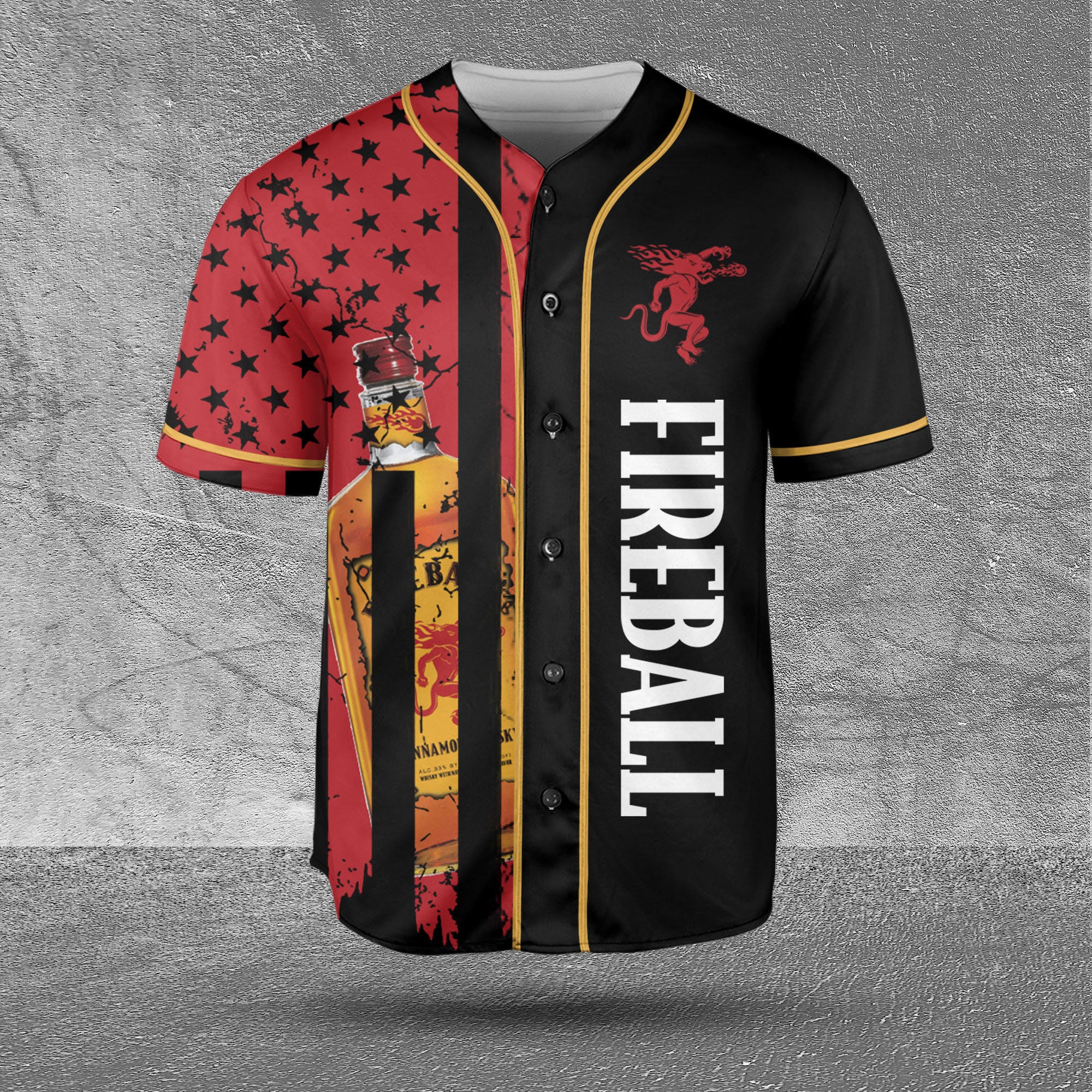 Fireball Whiskey Texture Baseball Jersey Ideal Gift HU