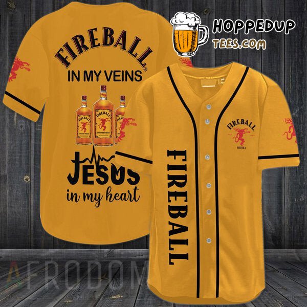 Fireball Whiskey Veins Distinct Design Unique Baseball Jersey Theme