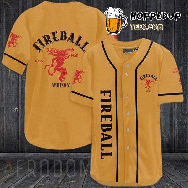 Fireball Whiskey Yellow Design Baseball Jersey Unique Distinctive Look