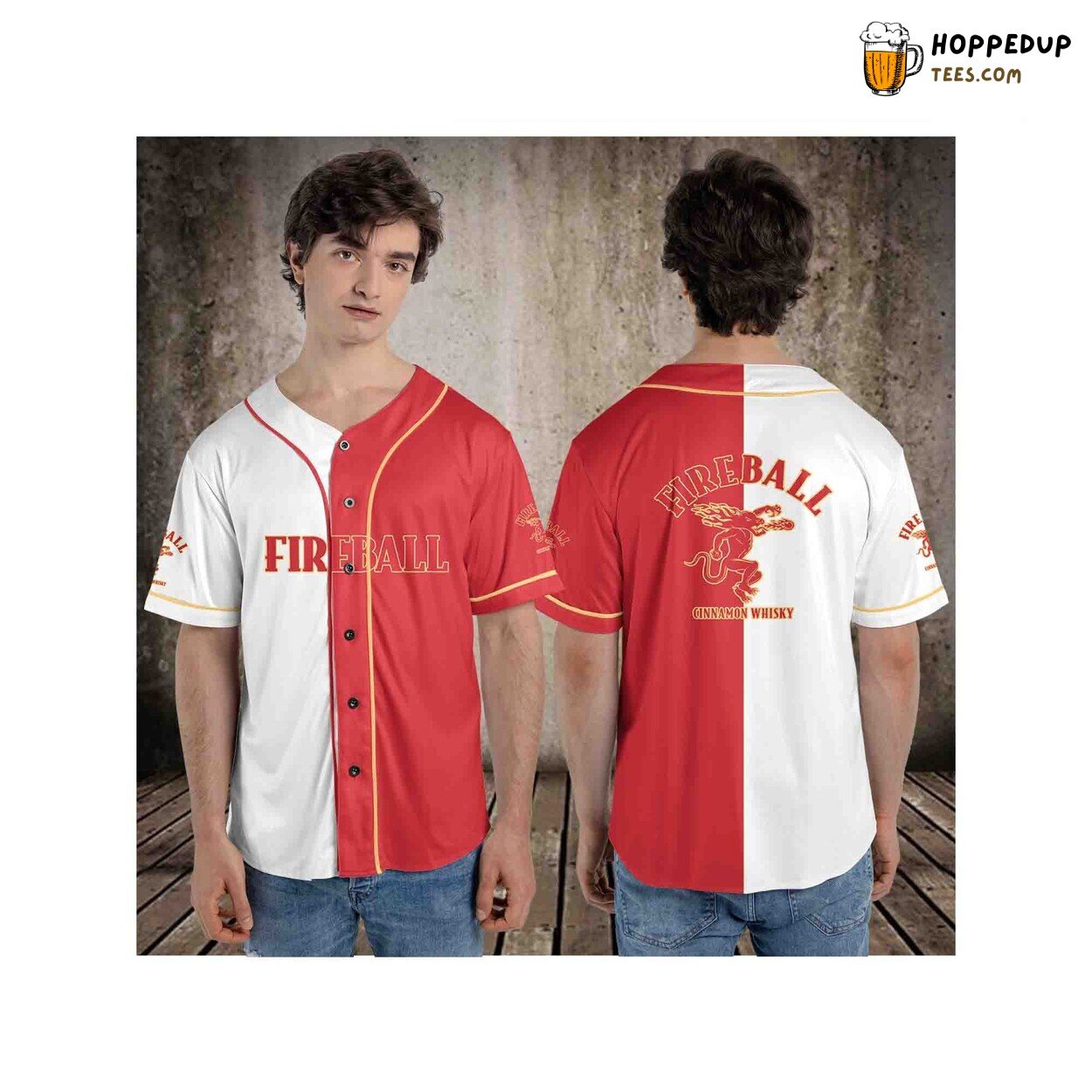 Fireball Whisky 3D Baseball Jersey Beverage Enthusiasts Shirt Unique