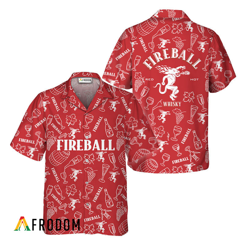 Fireball Whisky Doodle Art Hawaiian Shirt HU