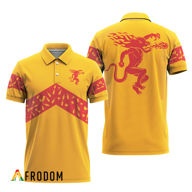 Fireball Whisky Yellow Wine Pattern Polo Shirt HU