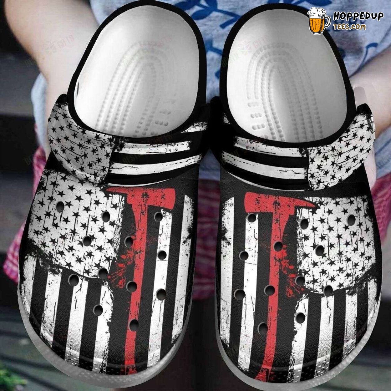 Firefighter American Flag Thin Red Line Theme Comfortable Clogs