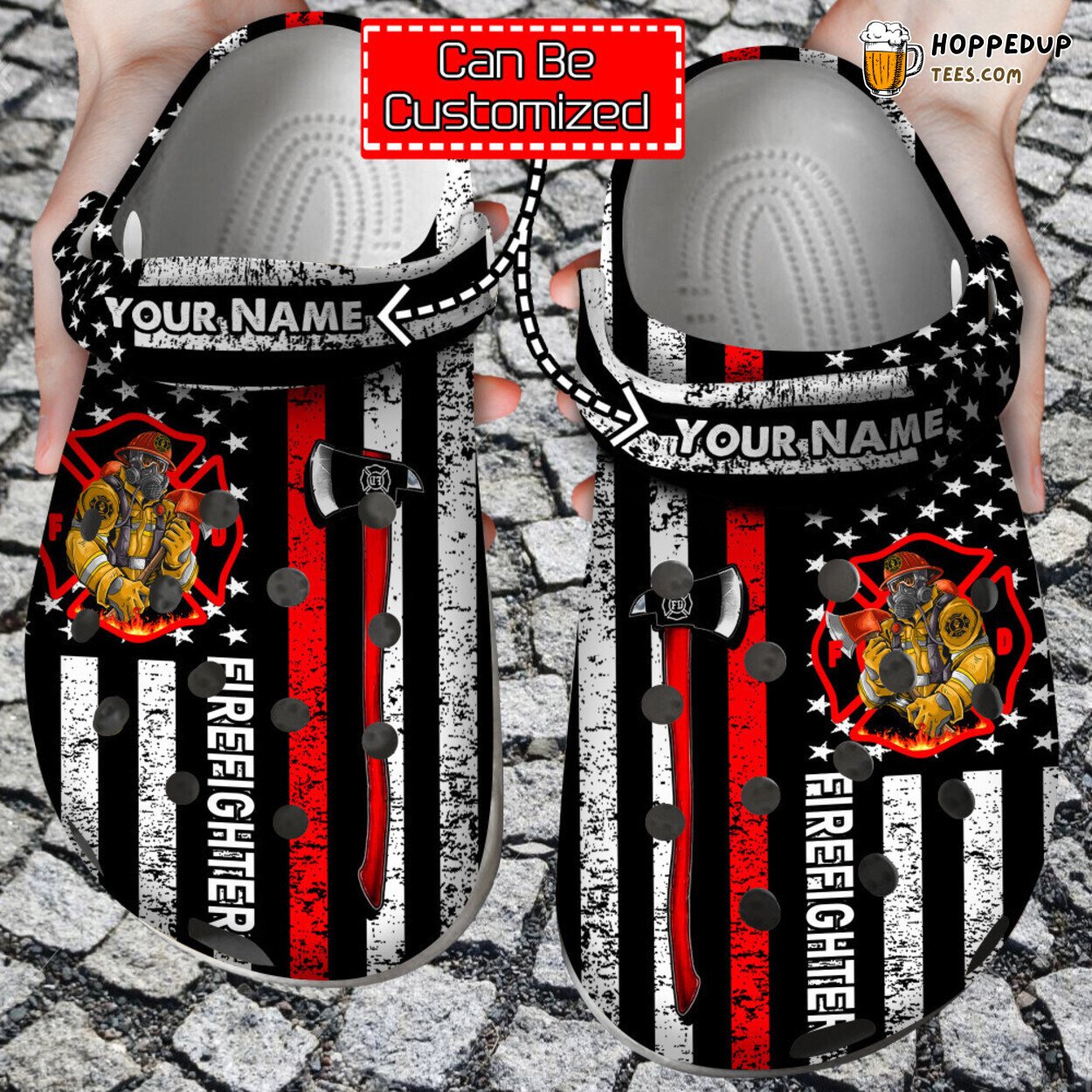 Firefighter American Hero Themed Comfortable Clog Shoes for Service Members
