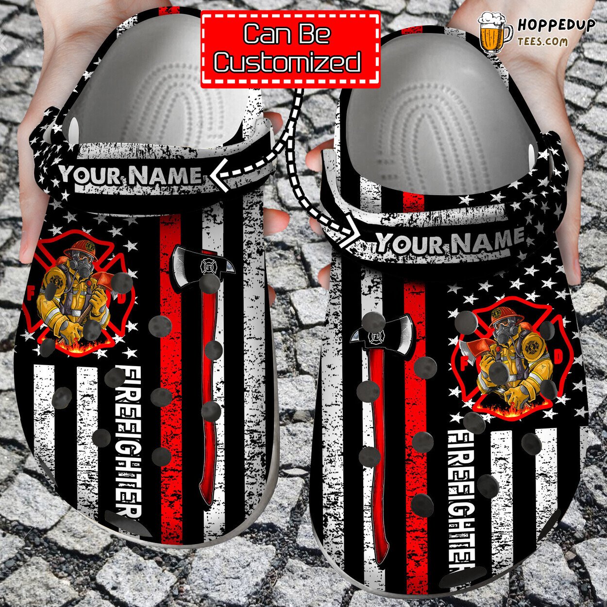 Firefighter American Theme Comfortable Unique Clog Shoes Design